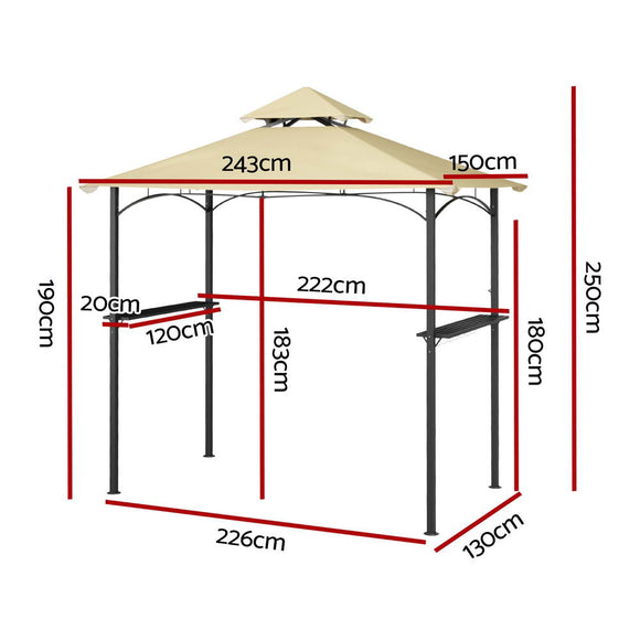 Instahut Gazebo Outdoor Patio Marquee BBQ Grill Shelter Garden Shade Hooks Beige - RnR Galore