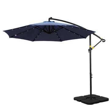Instahut Outdoor Umbrella 3M Cantilever Beach LED w/Base Garden Shade Patio Navy - RnR Galore