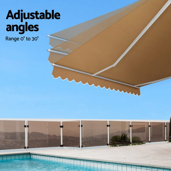 Instahut Retractable Folding Arm Awning Manual Sunshade 2.5Mx2M Beige - RnR Galore
