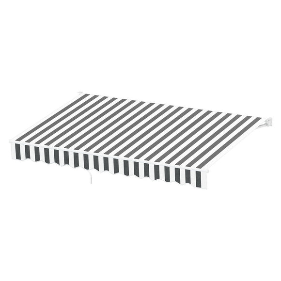 Instahut Retractable Folding Arm Awning Manual Sunshade 3Mx2.5M Grey White - RnR Galore