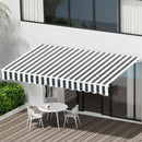 Instahut Retractable Folding Arm Awning Manual Sunshade 3Mx2.5M Grey White - RnR Galore