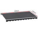 Instahut Retractable Folding Arm Awning Manual Sunshade 4.5Mx2.5M Grey - RnR Galore