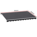Instahut Retractable Folding Arm Awning Manual Sunshade 4.5Mx3M Grey - RnR Galore