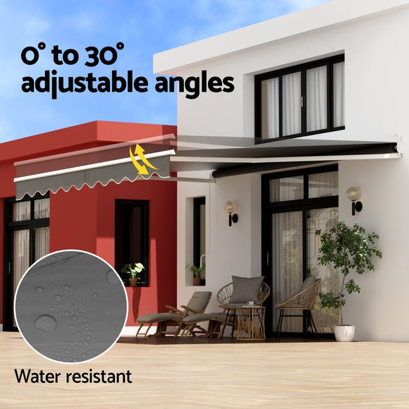 Instahut Retractable Folding Arm Awning Manual Sunshade 4.5Mx3M Grey - RnR Galore