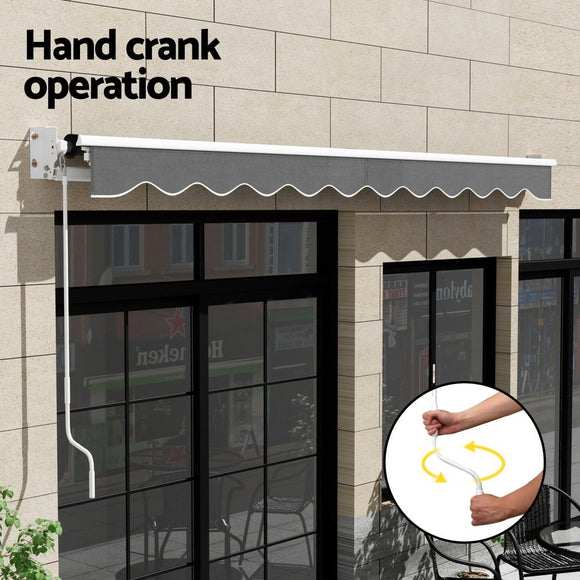 Instahut Retractable Folding Arm Awning Manual Sunshade 4.5Mx3M Grey - RnR Galore