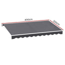 Instahut Retractable Folding Arm Awning Manual Sunshade 4Mx2.5M Grey - RnR Galore