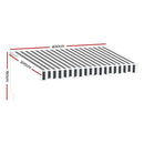 Instahut Retractable Folding Arm Awning Manual Sunshade 4Mx3M Grey White - RnR Galore