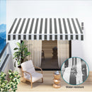 Instahut Retractable Folding Arm Awning Manual Sunshade 4Mx3M Grey White - RnR Galore