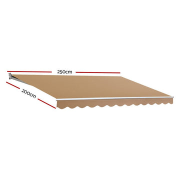 Instahut Retractable Folding Arm Awning Motorised Remoter Sunshade 2.5Mx2M Beige - RnR Galore