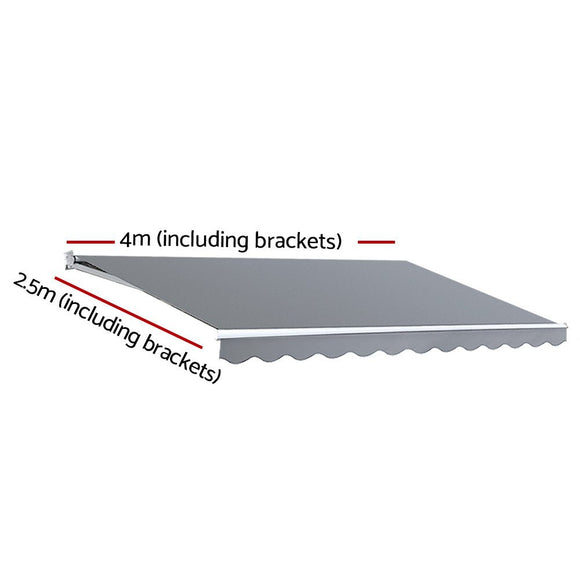 Instahut Retractable Folding Arm Awning Motorised Sunshade 4Mx2.5M Pearl Grey - RnR Galore