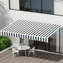 Instahut Retractable Folding Arm Awning Motorised Sunshade 4Mx3M Grey White - RnR Galore