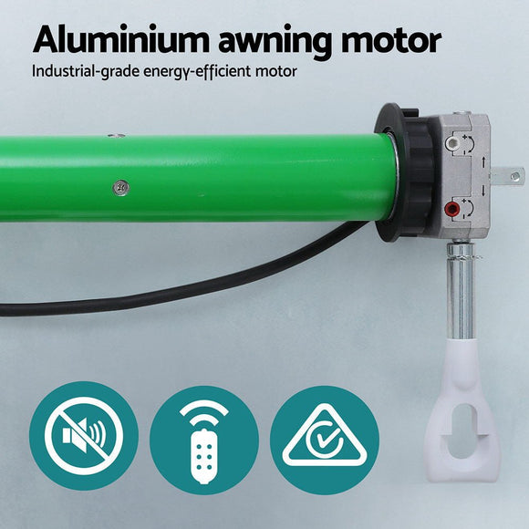 Instahut Retractable Folding Arm Awning Motorised Sunshade 4Mx3M Grey White - RnR Galore