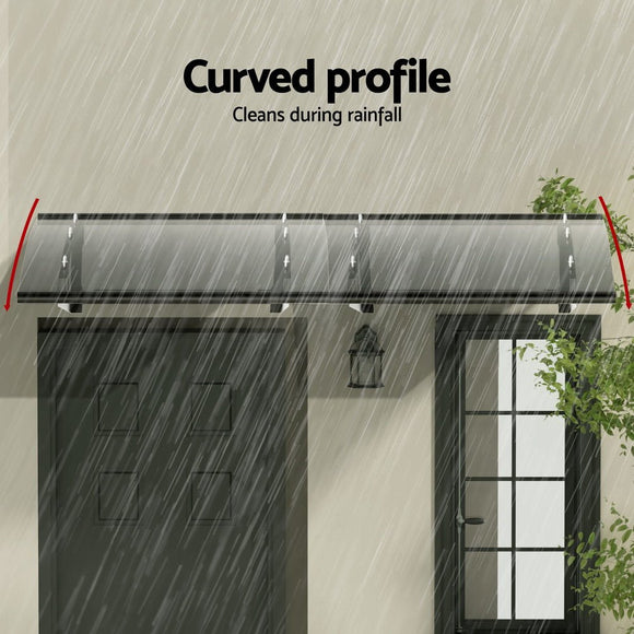 Instahut Window Door Awning Canopy 1mx2m Grey Solid Sheet Metal Frame - RnR Galore