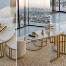 Interior Ave - Premier Nested Coffee Table Set - White Marble Stone - RnR Galore