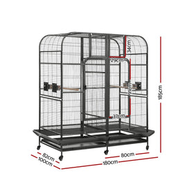 i.Pet Bird Cage Extra Large Aviary 185cm Pet Parrot Cage Castor Wheel Removable Divider - RnR Galore