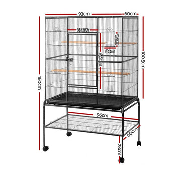 i.Pet Bird Cage Large Cages 160cm Parrot Aviary Stand - Alone Budgie Wheels Castor - RnR Galore