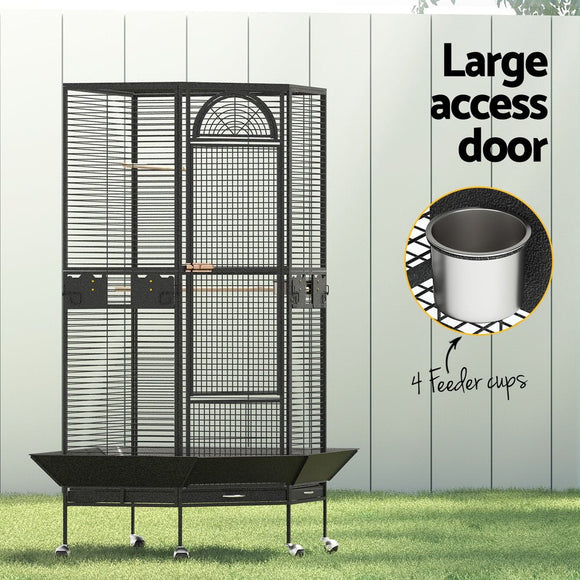 i.Pet Bird Cage Large Jumbo Aviary Budgie Perch Cage Parrot Stand Wheels Corner - RnR Galore