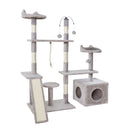 i.Pet Cat Tree 135cm Tower Scratching Post Scratcher Wood Condo House Toys Grey - RnR Galore