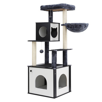 i.Pet Cat Tree Tower Scratching Post Scratcher 144cm Wood Bed Condo House Cabinet - RnR Galore