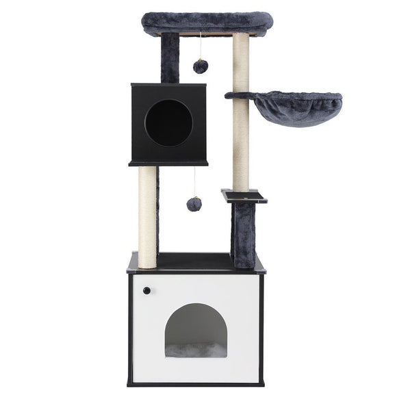 i.Pet Cat Tree Tower Scratching Post Scratcher 144cm Wood Bed Condo House Cabinet - RnR Galore