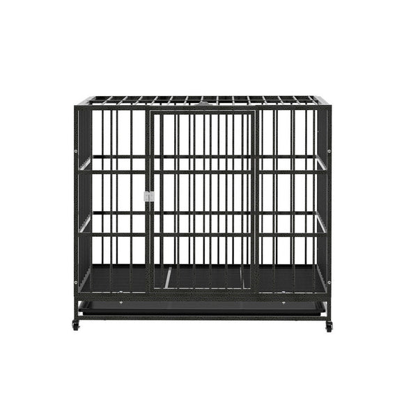 i.Pet Dog Cage Crate Large Puppy Cat Anti - Bite Pet Kennel Wheels w/Tray Metal - RnR Galore
