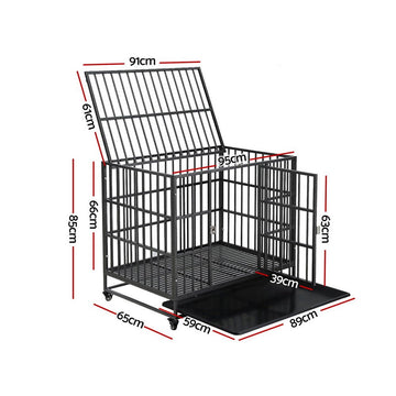i.Pet Dog Cage Crate Large Puppy Cat Anti - Bite Pet Kennel Wheels w/Tray Metal - RnR Galore