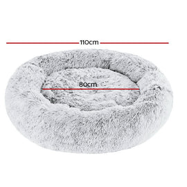 i.Pet Pet Bed Dog Cat 110cm Calming Extra Large Soft Plush Light Charcoal - RnR Galore