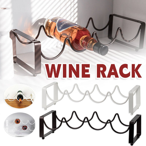 Iron Wine Rack Bottle Holder Metal Display Stand Tabletop Decorative Storage - Brown - RnR Galore