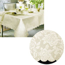 Jacquard Damask Design with Scalloped Edging Table Cloth Cream 140 x 180 cm - RnR Galore
