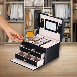 Jewellery Storage Box Girls Rings Necklaces Display Organiser Storage Case - RnR Galore