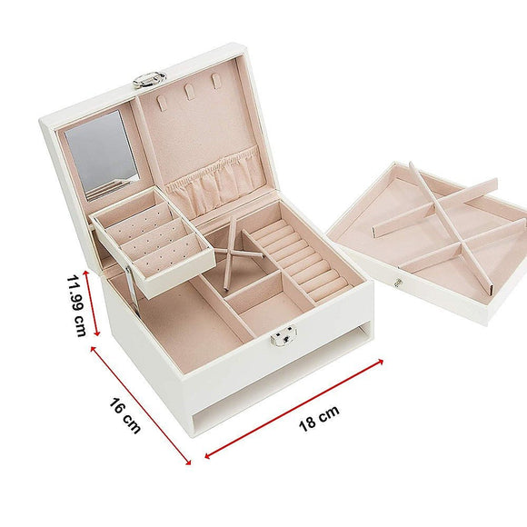 Jewellery Storage Box Girls Rings Necklaces Display Organiser Storage Case - RnR Galore