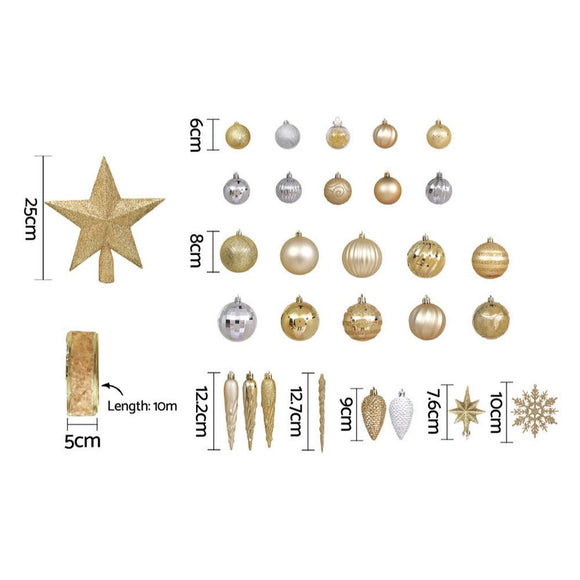 Jingle Jollys 125pcs Christmas Tree Decorations Set Baubles Ornaments Party - RnR Galore