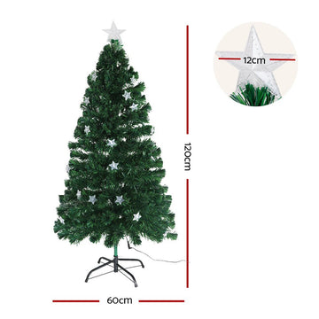 Jingle Jollys 1.2m Christmas Tree Optic Fibre LED Xmas tree Multi Colour - RnR Galore