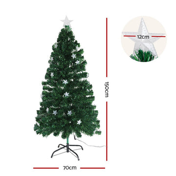 Jingle Jollys 1.5m Christmas Tree Optic Fibre LED Xmas tree Multi Colour - RnR Galore