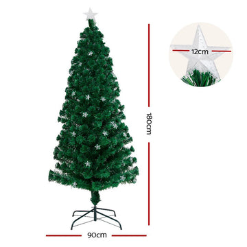 Jingle Jollys 1.8m Christmas Tree Optic Fibre LED Xmas tree Multi Colour - RnR Galore