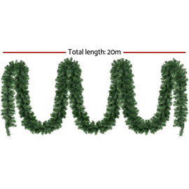 Jingle Jollys 20M Christmas Garland LED Lights Party Xmas Decorations 1400 Tips - RnR Galore