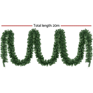 Jingle Jollys 20M Christmas Garland LED Lights Party Xmas Decorations 1400 Tips - RnR Galore