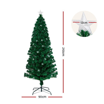 Jingle Jollys 2.1m Christmas Tree Optic Fibre LED Xmas tree Multi Colour - RnR Galore