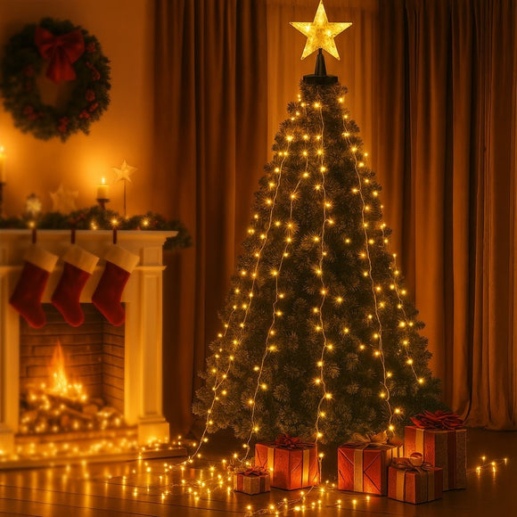 Jingle Jollys 2.5M Christmas Lights Waterfall String Light 300 LED Star Topper - RnR Galore