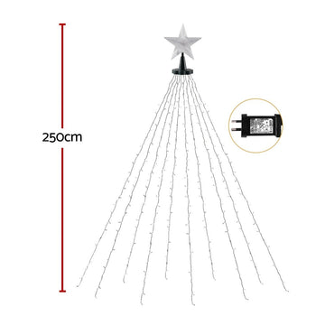 Jingle Jollys 2.5M Christmas Lights Waterfall String Light 300 LED Star Topper - RnR Galore