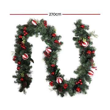 Jingle Jollys 2.7m Christmas Garland with Decorations Xmas Wedding Party - RnR Galore