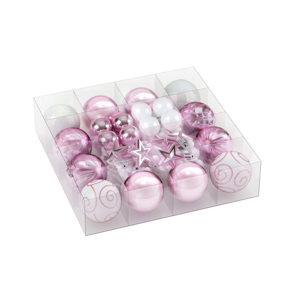 Jingle Jollys 33pcs Christmas Tree Decorations Set Baubles Ornaments Party Pink - RnR Galore