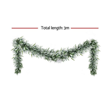 Jingle Jollys 3M Christmas Garland Pre - lit LED Lights Snow Frosted Tips Decor - RnR Galore