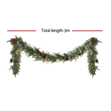 Jingle Jollys 3M Christmas Garland Pre - lit LED with Pine Cones Xmas Decor Green - RnR Galore