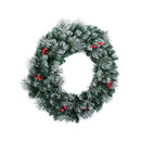 Jingle Jollys 60cm Christmas Wreath LED Lights Snowy Berries Garland Party Decor - RnR Galore