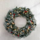 Jingle Jollys 60cm Christmas Wreath LED Lights Snowy Berries Garland Party Decor - RnR Galore