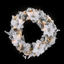 Jingle Jollys 60cm Christmas Wreath LED Lights Snowy Flowers Garland Party Decor - RnR Galore