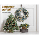 Jingle Jollys 60cm Christmas Wreath with LED Lights Snowy Garland Xmas Decor - RnR Galore