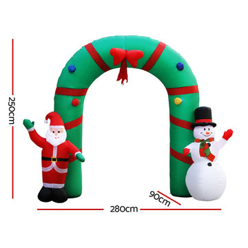 Jingle Jollys Christmas Inflatable Archwary 2.8M Illuminated Decorations - RnR Galore