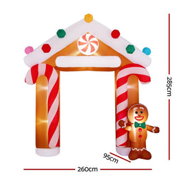 Jingle Jollys Christmas Inflatable Archwary Ginger 2.8M Illuminated Decorations - RnR Galore